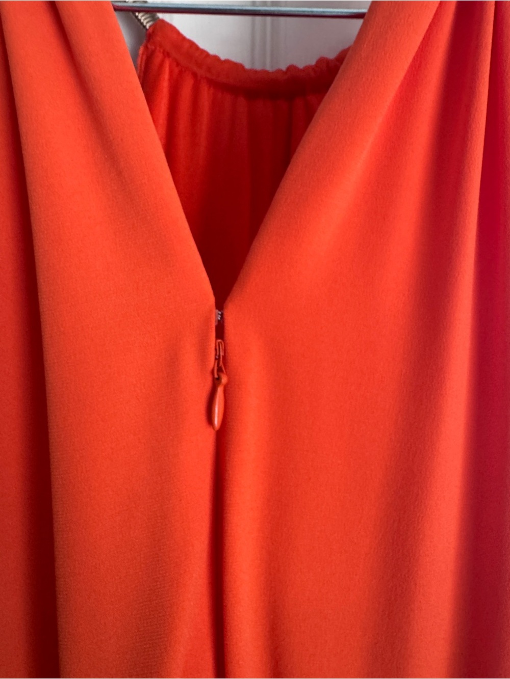 Cache Coral Orange Halter Dress Size 4 Gold Chain Neck Tiered Ruffle Cocktail - Picture 9 of 16